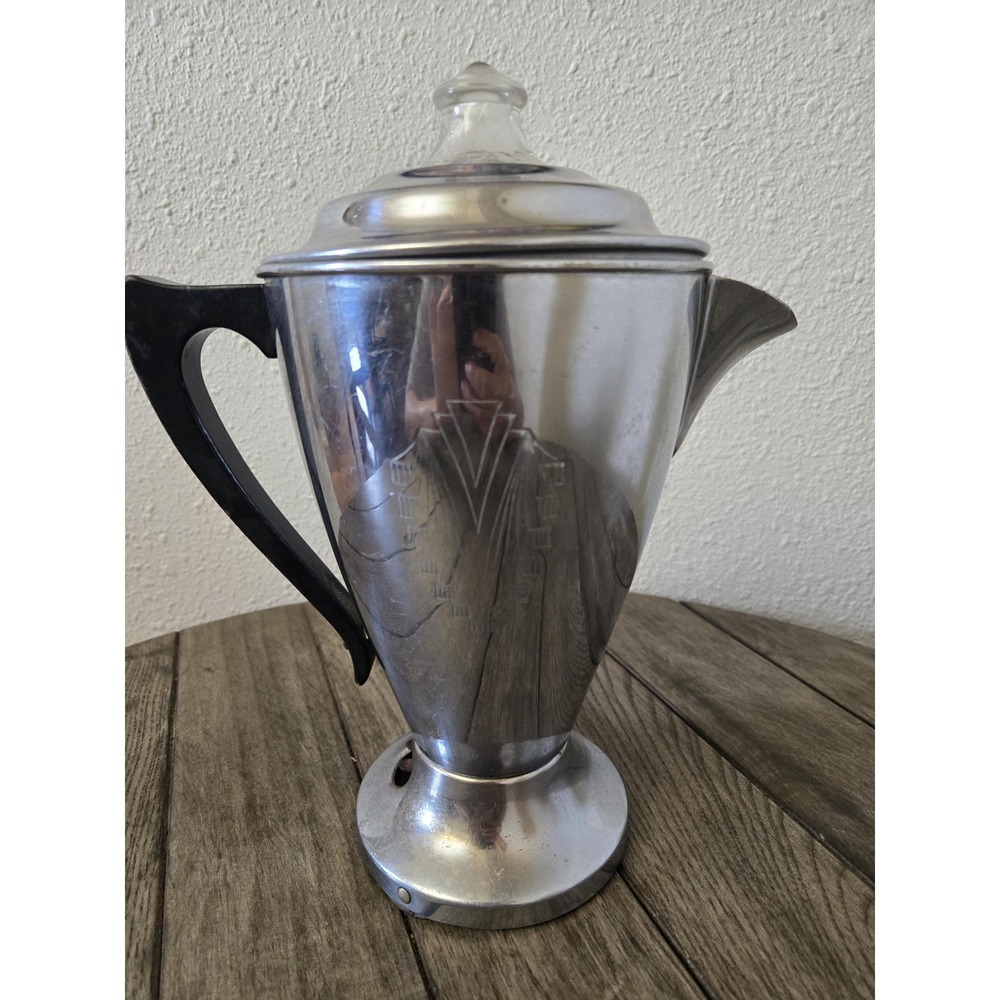 Vintage Art Deco GE Hotpoint Electric Coffee Percolator Pyrex Glass Knob NO CORD